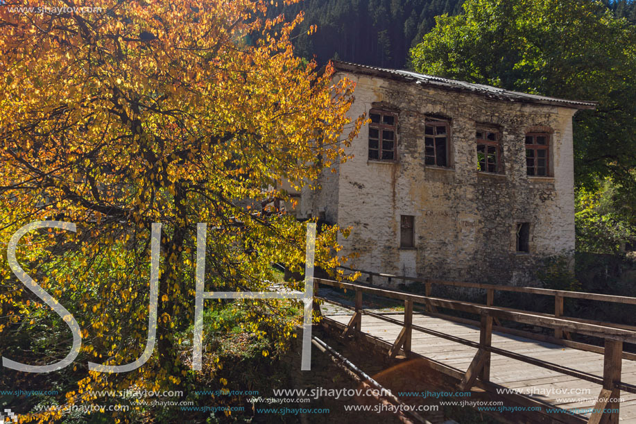 Autumn view of a nineteenth-century church of the Assumption in town of Shiroka Laka, Smolyan Region, Bulgaria