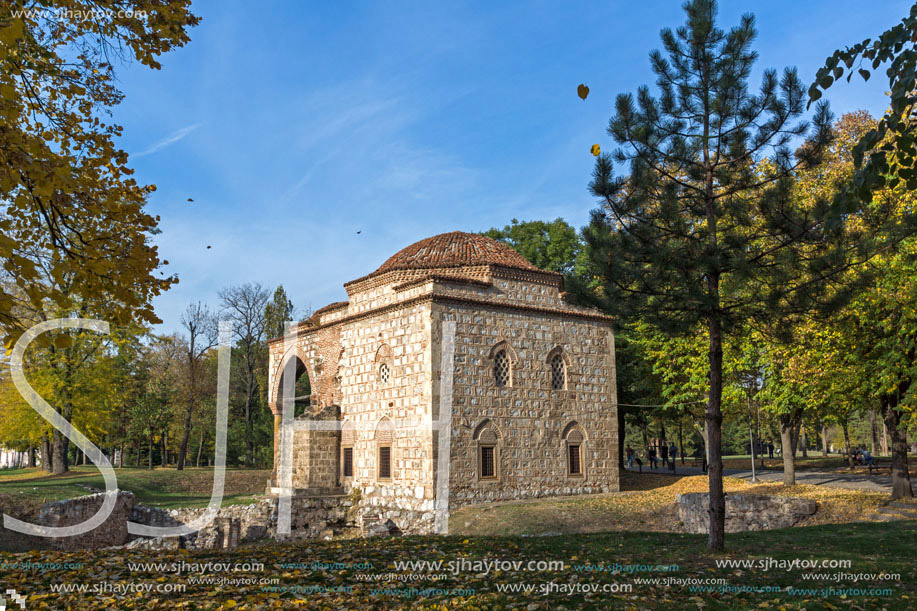 NIS, SERBIA- OCTOBER 21, 2017: Sunset view of Bali Beg Mosque in Fortress of City of Nis, Serbia