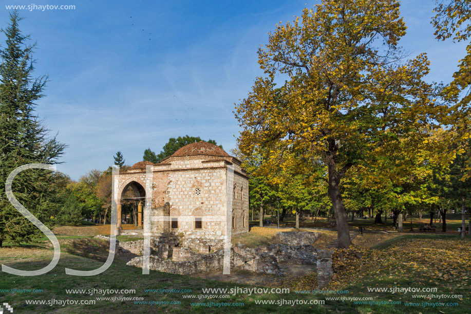 NIS, SERBIA- OCTOBER 21, 2017: Sunset view of Bali Beg Mosque in Fortress of City of Nis, Serbia