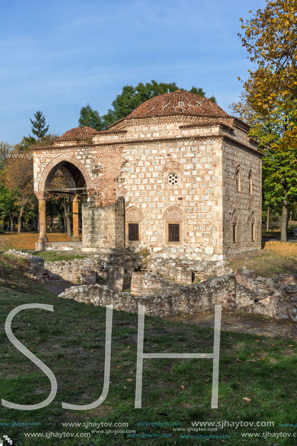 NIS, SERBIA- OCTOBER 21, 2017: Sunset view of Bali Beg Mosque in Fortress of City of Nis, Serbia