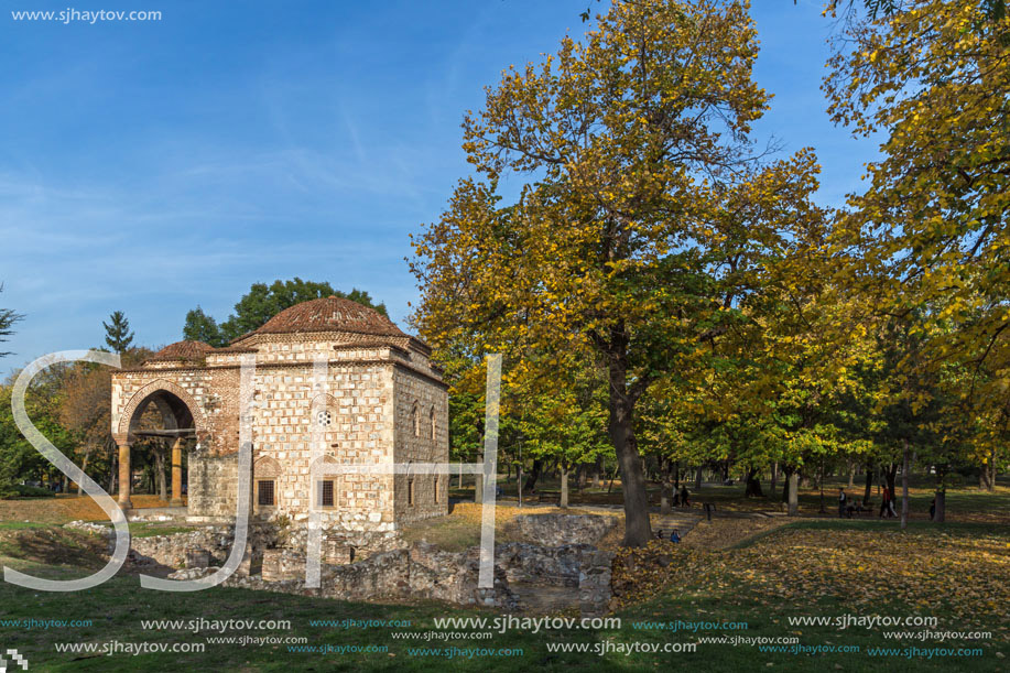 NIS, SERBIA- OCTOBER 21, 2017: Sunset view of Bali Beg Mosque in Fortress of City of Nis, Serbia