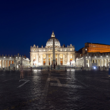 ROME, ITALY - JUNE 22, 2017: Amazing Night photo of Vatican and St. Peter"s Basilica in Rome, Italy