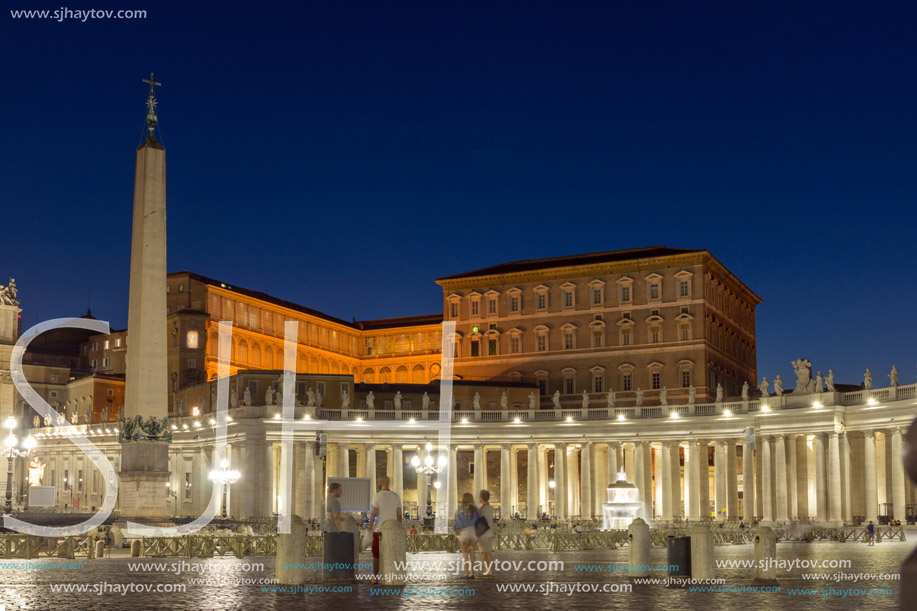 ROME, ITALY - JUNE 22, 2017: Amazing Night photo of Vatican and St. Peter"s Basilica in Rome, Italy