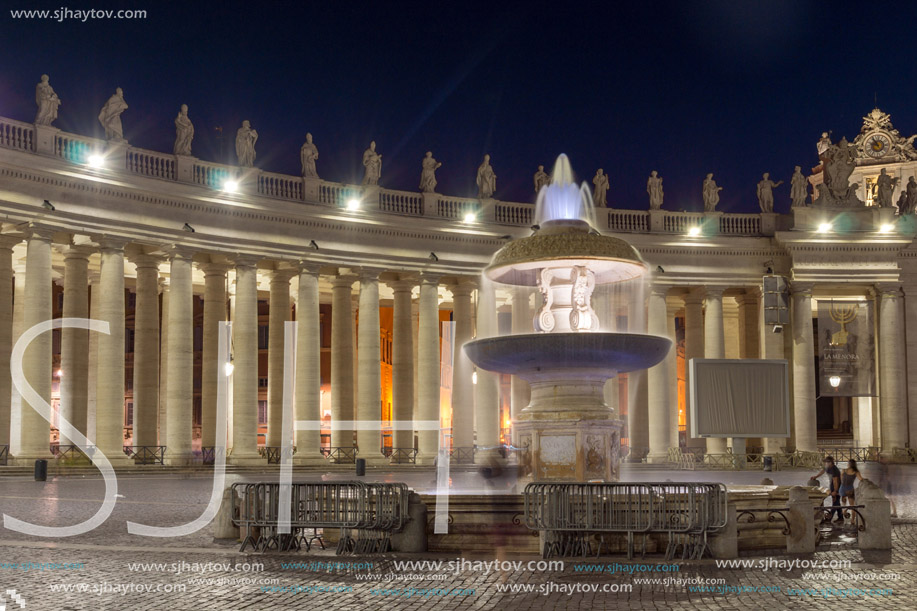 ROME, ITALY - JUNE 22, 2017: Amazing Night photo of Vatican and St. Peter"s Basilica in Rome, Italy