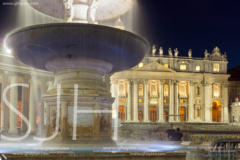 ROME, ITALY - JUNE 22, 2017: Amazing Night photo of Vatican and St. Peter"s Basilica in Rome, Italy