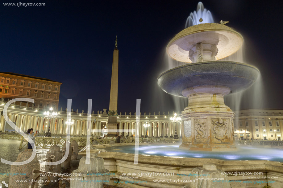 ROME, ITALY - JUNE 22, 2017: Amazing Night photo of Vatican and St. Peter"s Basilica in Rome, Italy