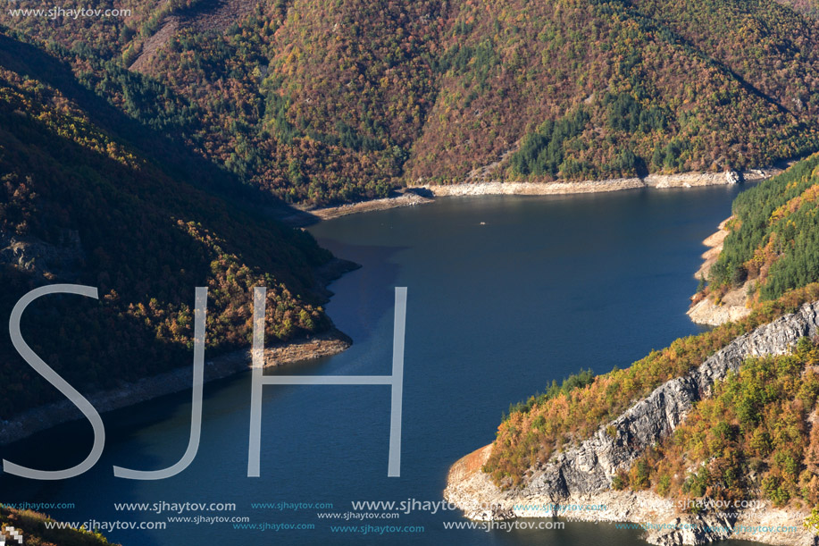 Autumn Panorama of Tsankov kamak Reservoir, Smolyan Region, Bulgaria