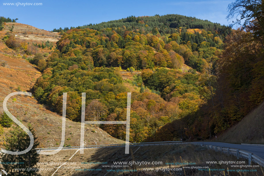 Autumn Panorama of Tsankov kamak Reservoir, Smolyan Region, Bulgaria