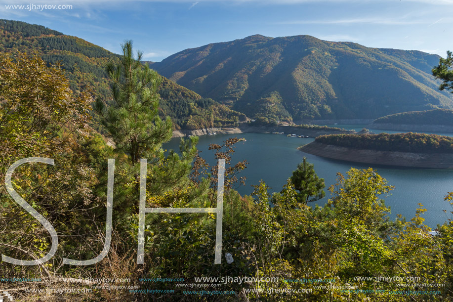 Autumn Panorama of Tsankov kamak Reservoir, Smolyan Region, Bulgaria