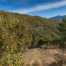 Autumn landscape of the Vacha (Antonivanovtsy) Reservoir, Rhodopes Mountain, Bulgaria