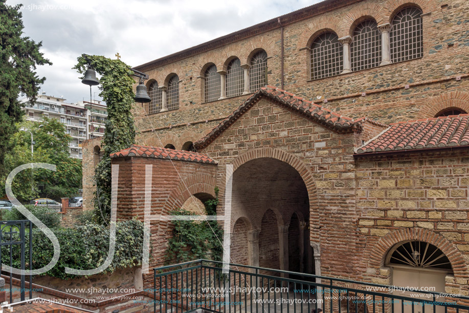 THESSALONIKI, GREECE - SEPTEMBER 30, 2017: Ancient Byzantine Church of the Acheiropoietos in the center of city of Thessaloniki, Central Macedonia, Greece