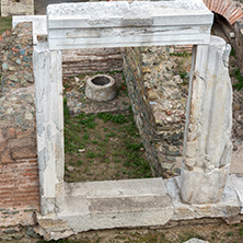 THESSALONIKI, GREECE - SEPTEMBER 30, 2017: Ruins of Roman Forum in the center of city of Thessaloniki, Central Macedonia, Greece
