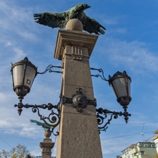 SOFIA, BULGARIA - NOVEMBER 7, 2017: Sunset view of  Eagle Bridge over Perlovska river, Sofia, Bulgaria