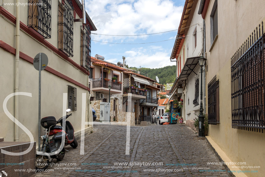 XANTHI, GREECE - SEPTEMBER 23, 2017: Street and old houses in old town of Xanthi, East Macedonia and Thrace, Greece