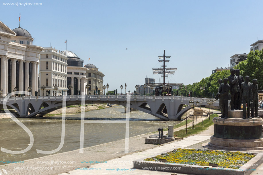 SKOPJE, REPUBLIC OF MACEDONIA - 13 MAY 2017: Skopje City Center and Archaeological Museum, Republic of Macedonia