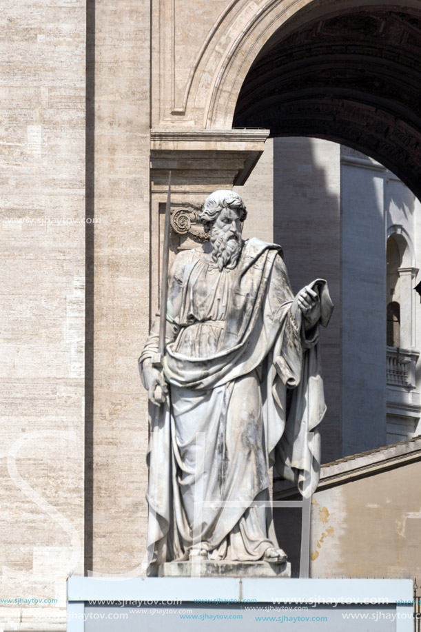 ROME, ITALY - JUNE 23, 2017: Architectural detail of St. Peter"s Basilica at  Saint Peter"s Square, Vatican, Rome, Italy