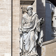 ROME, ITALY - JUNE 23, 2017: Architectural detail of St. Peter"s Basilica at  Saint Peter"s Square, Vatican, Rome, Italy