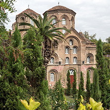 THESSALONIKI, GREECE - SEPTEMBER 30, 2017: Ancient Byzantine Church of Panagia Chalkeonin the center of city of Thessaloniki, Central Macedonia, Greece