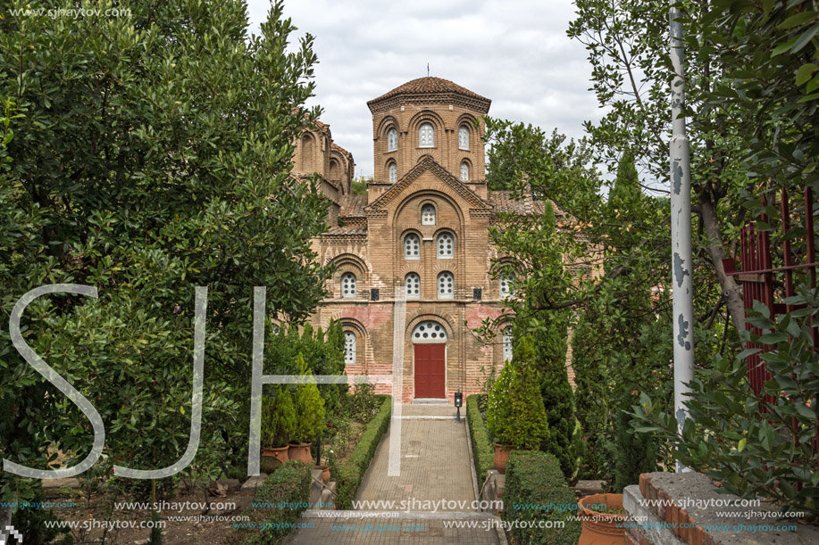 THESSALONIKI, GREECE - SEPTEMBER 30, 2017: Ancient Byzantine Church of Panagia Chalkeonin the center of city of Thessaloniki, Central Macedonia, Greece
