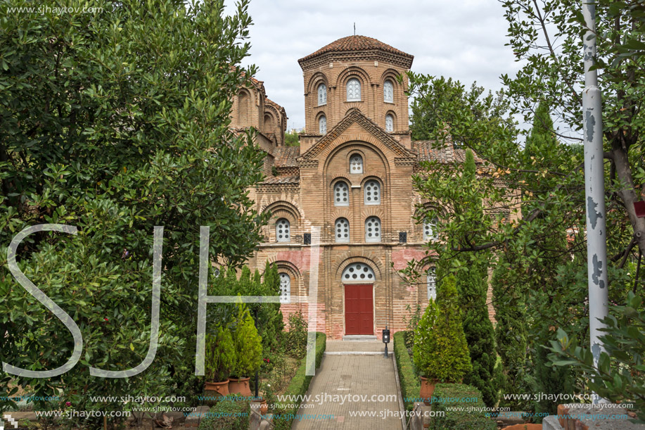 THESSALONIKI, GREECE - SEPTEMBER 30, 2017: Ancient Byzantine Church of Panagia Chalkeonin the center of city of Thessaloniki, Central Macedonia, Greece
