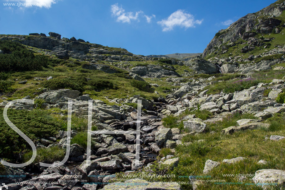 Landscape with river near The Seven Rila Lakes in Rila Mountan, Bulgaria