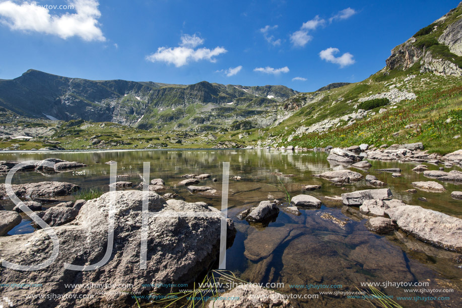 Amazing view of The Trefoil lake, Rila Mountain, The Seven Rila Lakes, Bulgaria