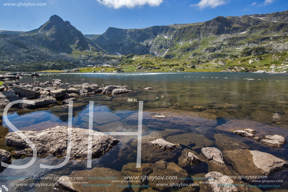 Amazing view of The Trefoil lake, Rila Mountain, The Seven Rila Lakes, Bulgaria