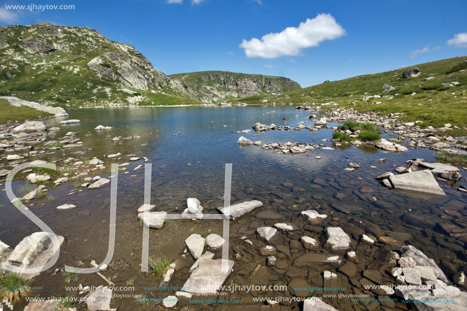 Amazing view of The Trefoil lake, Rila Mountain, The Seven Rila Lakes, Bulgaria