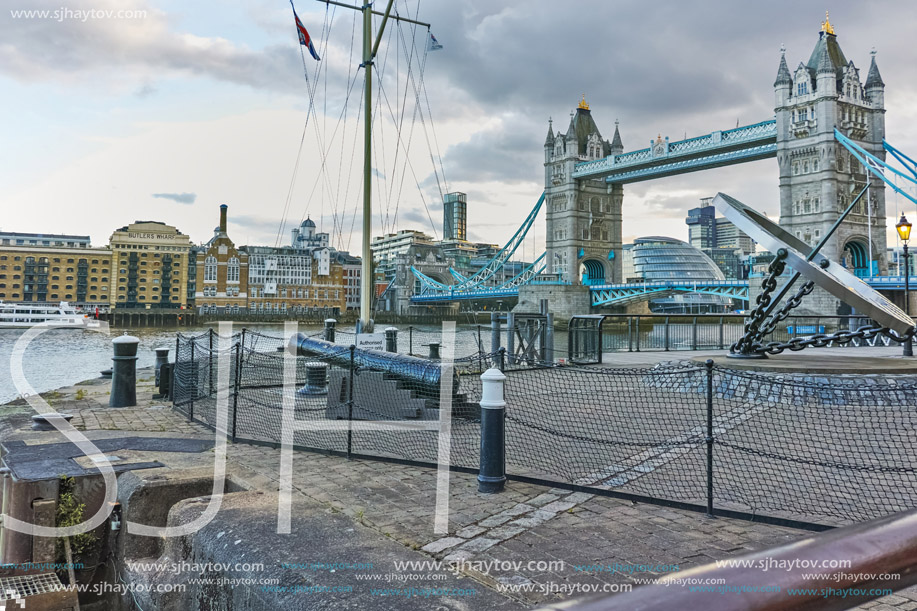 LONDON, ENGLAND - JUNE 15 2016: Sunset view of Tower Bridge in London, England, Great Britain