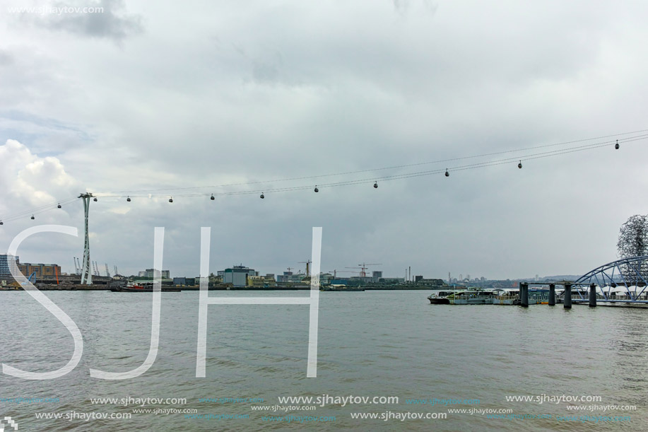 LONDON, ENGLAND - JUNE 17 2016: Canary Wharf view from Greenwich, London, England, Great Britain