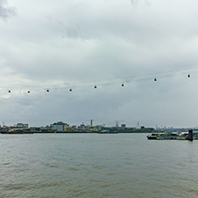 LONDON, ENGLAND - JUNE 17 2016: Canary Wharf view from Greenwich, London, England, Great Britain