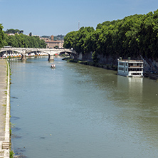 ROME, ITALY - JUNE 22, 2017: Amazing Panoramic view of Tiber River in city of Rome, Italy