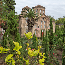 THESSALONIKI, GREECE - SEPTEMBER 30, 2017: Ancient Byzantine Church of Panagia Chalkeonin the center of city of Thessaloniki, Central Macedonia, Greece