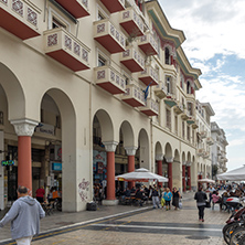 THESSALONIKI, GREECE - SEPTEMBER 30, 2017: People  walking at Aristotelous Square  in the center of city of Thessaloniki, Central Macedonia, Greece