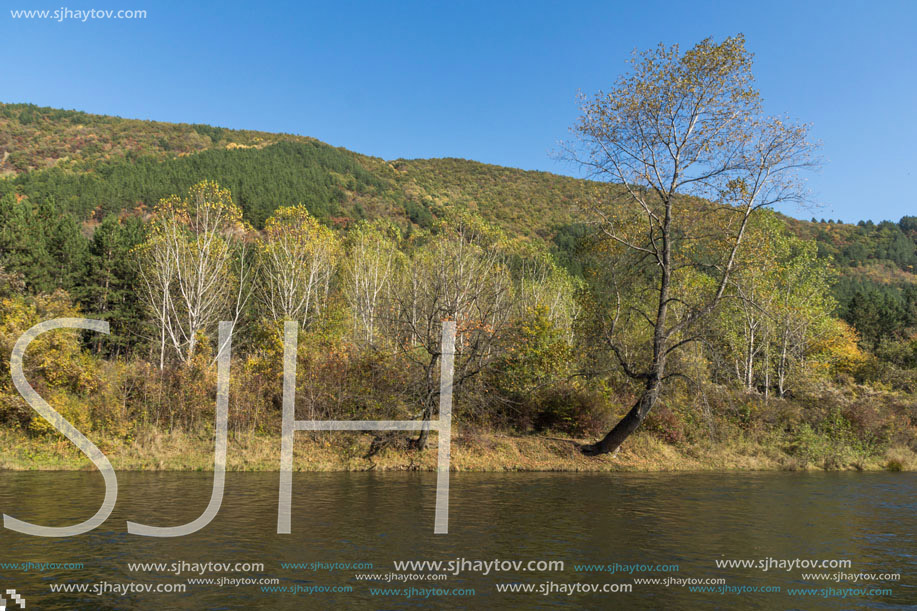 Autumn Landscape of Iskar River near Pancharevo lake, Sofia city Region, Bulgaria