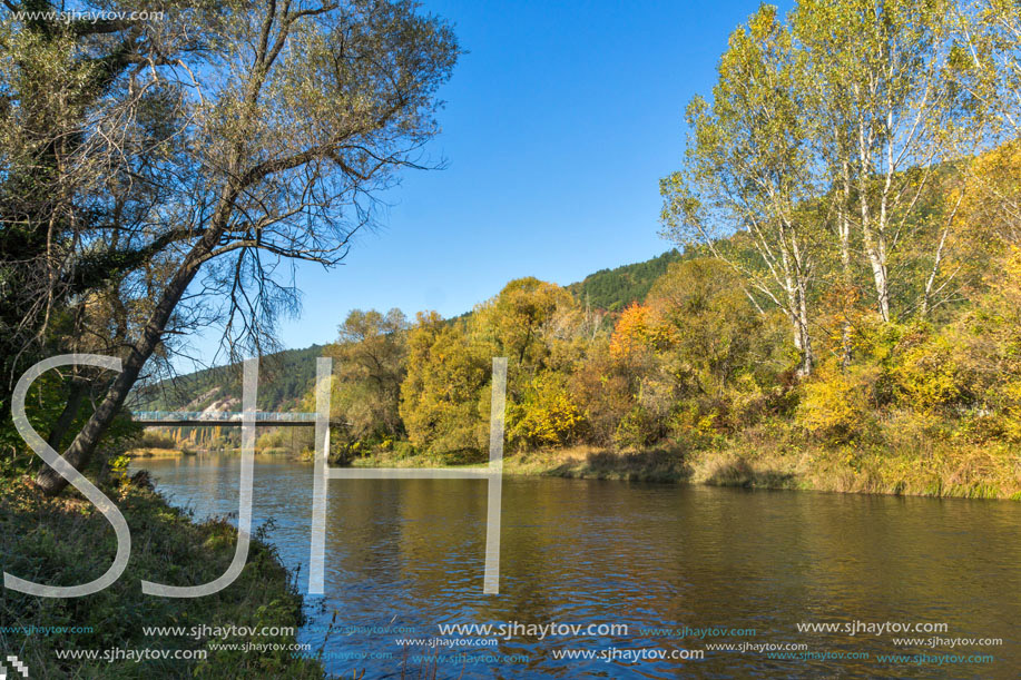 Autumn Landscape of Iskar River near Pancharevo lake, Sofia city Region, Bulgaria