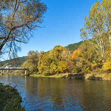 Autumn Landscape of Iskar River near Pancharevo lake, Sofia city Region, Bulgaria
