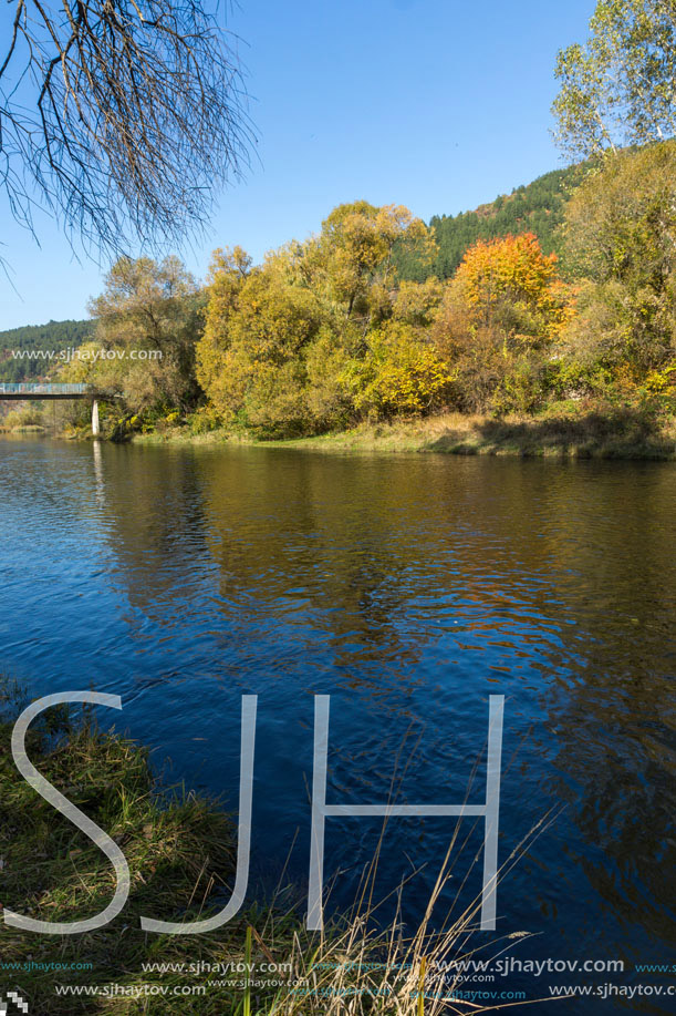 Autumn Landscape of Iskar River near Pancharevo lake, Sofia city Region, Bulgaria