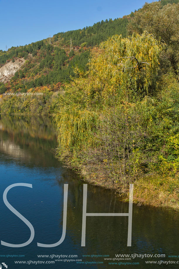 Autumn Landscape of Iskar River near Pancharevo lake, Sofia city Region, Bulgaria