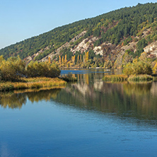 Autumn Landscape of Iskar River near Pancharevo lake, Sofia city Region, Bulgaria