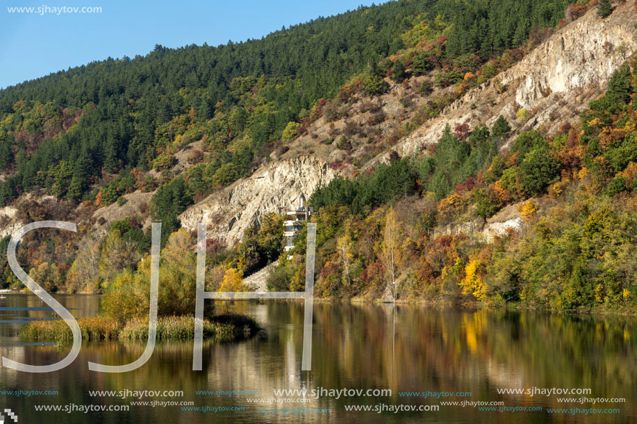 Autumn Landscape of Iskar River near Pancharevo lake, Sofia city Region, Bulgaria