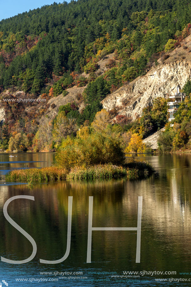Autumn Landscape of Iskar River near Pancharevo lake, Sofia city Region, Bulgaria