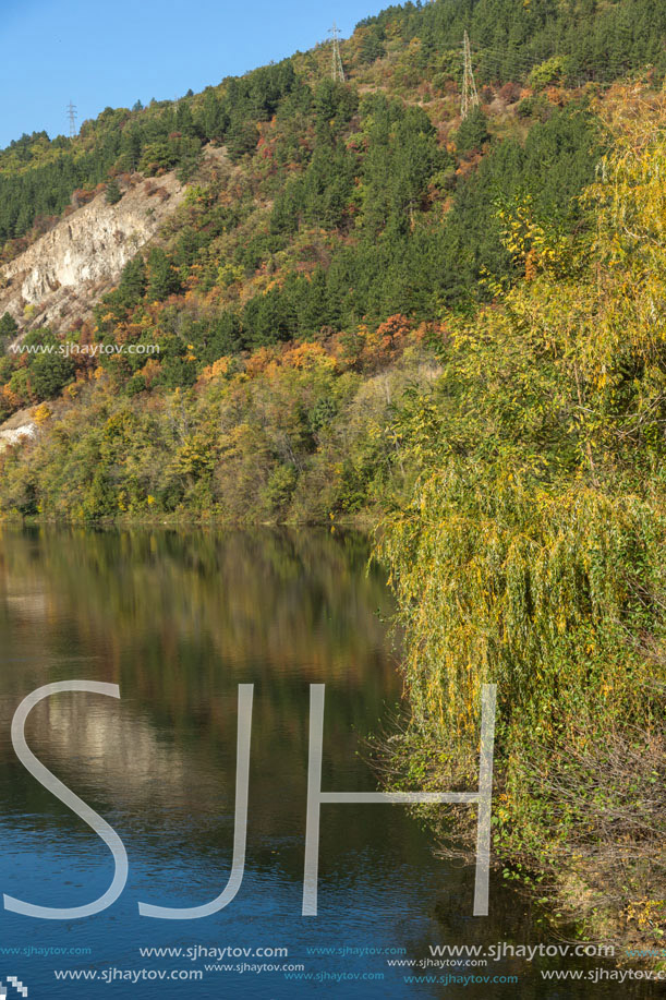 Autumn Landscape of Iskar River near Pancharevo lake, Sofia city Region, Bulgaria