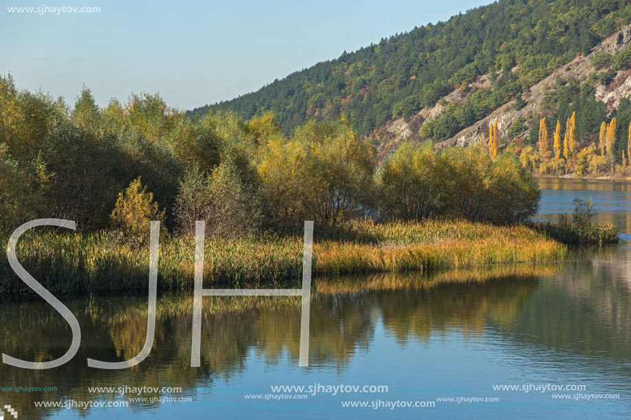 Autumn Landscape of Iskar River near Pancharevo lake, Sofia city Region, Bulgaria