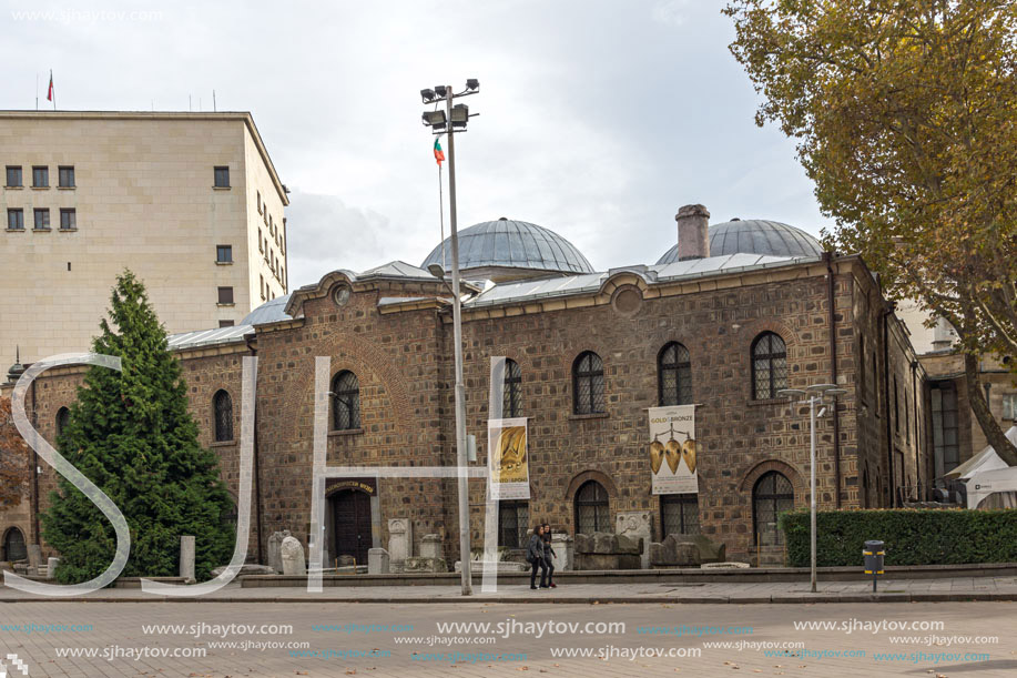 SOFIA, BULGARIA -NOVEMBER 12, 2017: Entrance of National Archeology Museum in city of Sofia, Bulgaria