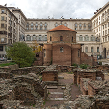 SOFIA, BULGARIA -NOVEMBER 12, 2017: Amazing  view of Church St. George Rotunda in Sofia, Bulgaria