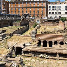ROME, ITALY - JUNE 23, 2017: Amazing view of Largo di Torre Argentina in city of Rome, Italy