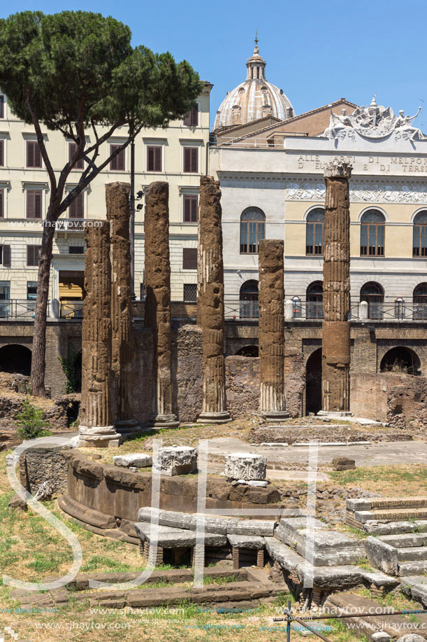 ROME, ITALY - JUNE 23, 2017: Amazing view of Largo di Torre Argentina in city of Rome, Italy