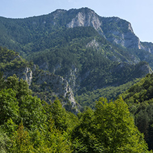 Amazing Landscape of The Red Wall peak near Bachkovo Monastery in Rhodope Mountains, Plovdiv Region, Bulgaria