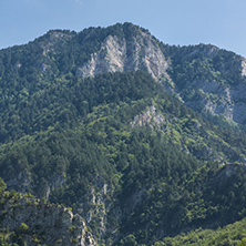 Amazing Landscape of The Red Wall peak near Bachkovo Monastery in Rhodope Mountains, Plovdiv Region, Bulgaria